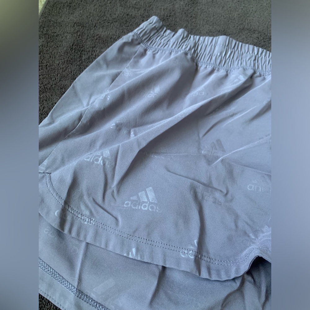 Adidas Women’s Badge of Sport Print Pacer Shorts - Purple Logo - Size XL - Picture 5 of 9